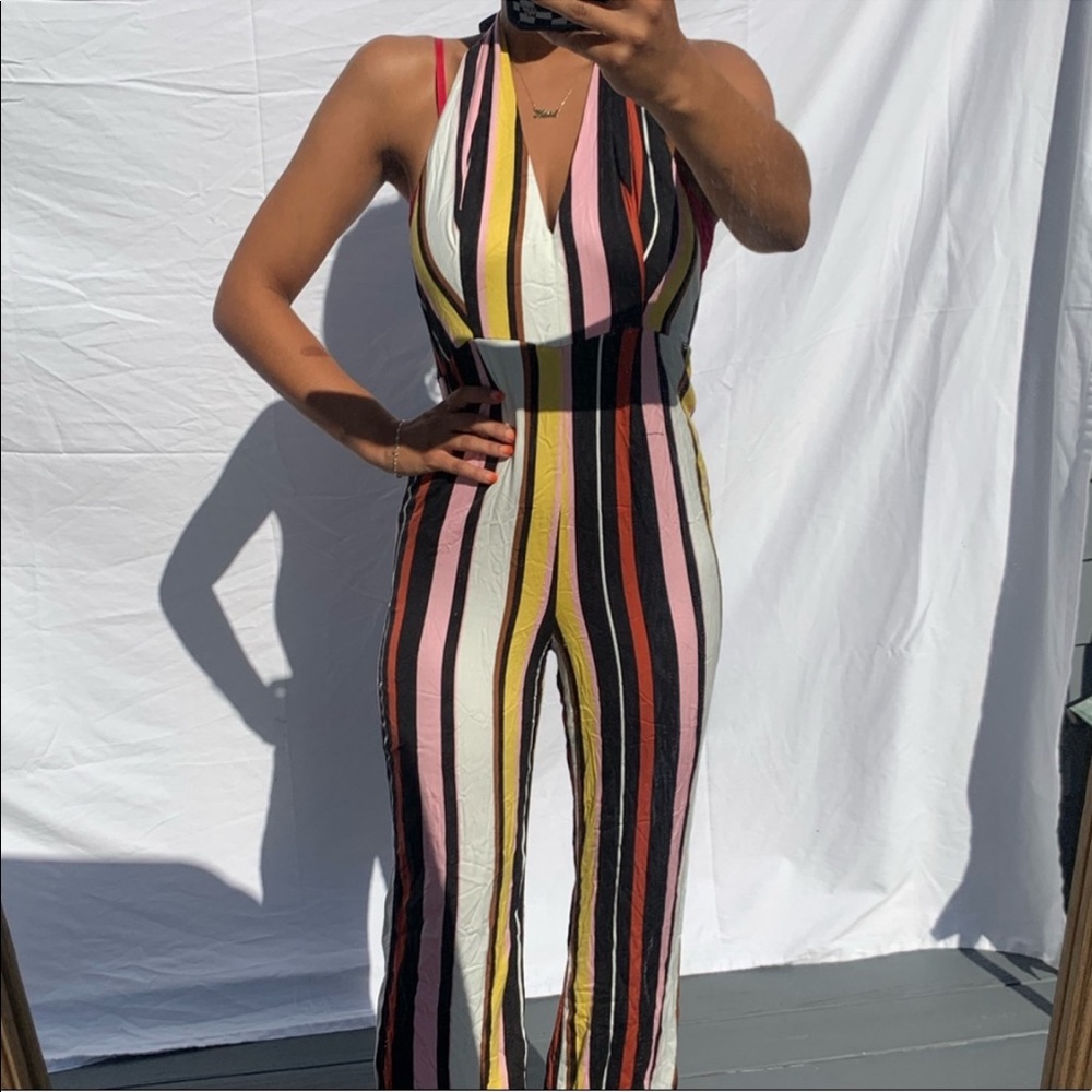 Urban outfitters striped jumpsuit